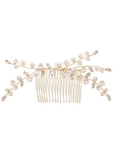 Trillium Pearllum Hair Comb - bridal Hairpiece - Elizabeth Bower