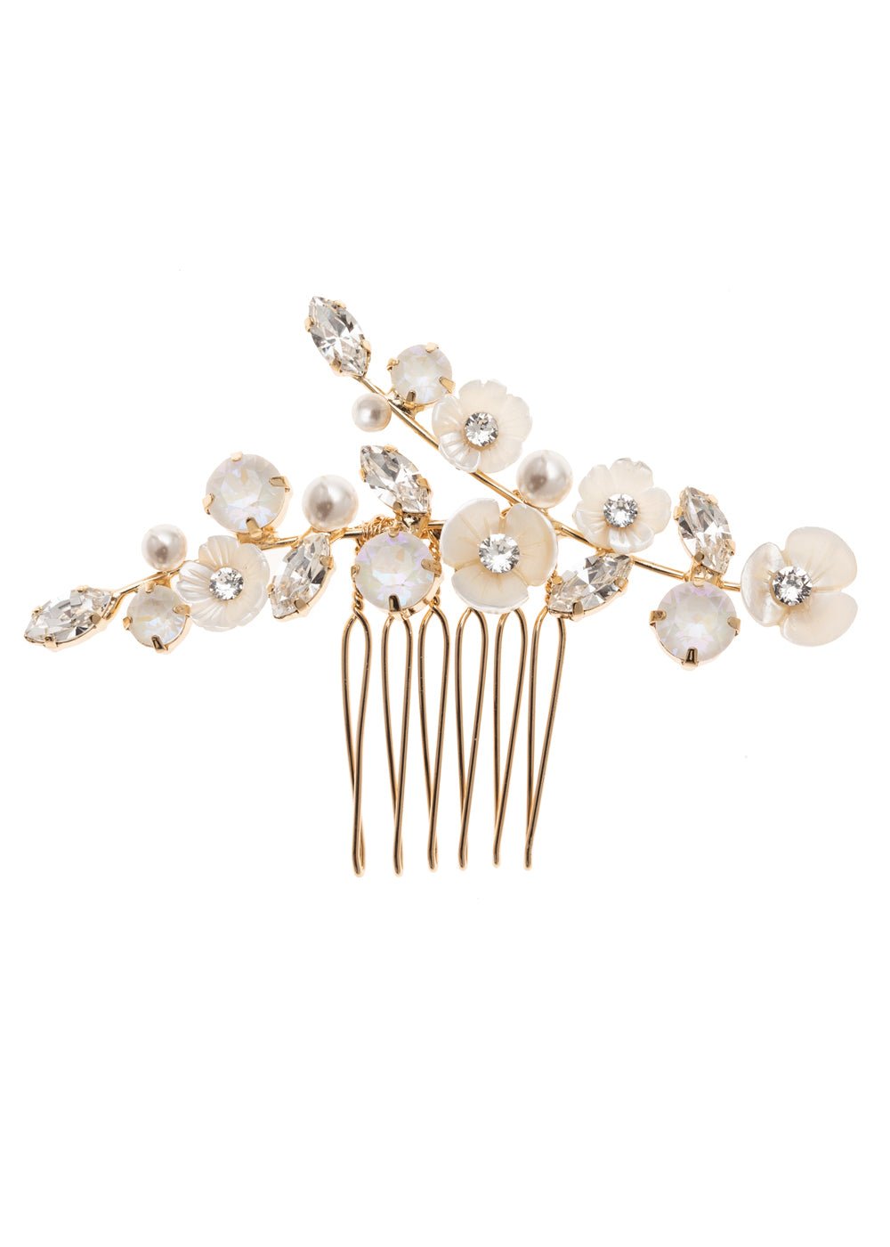 Trillium Pearllum Mini Comb - bridal Hairpiece - Elizabeth Bower