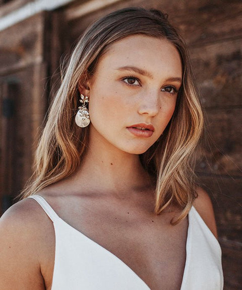 Vine Petal Drop Earrings - bridal Earrings - Elizabeth Bower