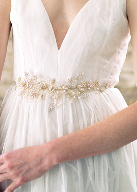 Wisteria Gold Band Hairpiece - bridal Hairpiece - Elizabeth Bower